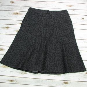 Sandro Charcoal Gray Animal Print Flared Skirt 12